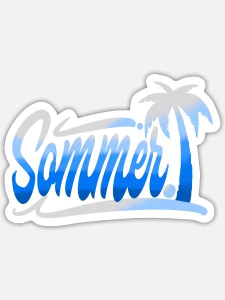 Sommer Palme - Sticker Größe S (10 x 10 cm) - Mattweiß