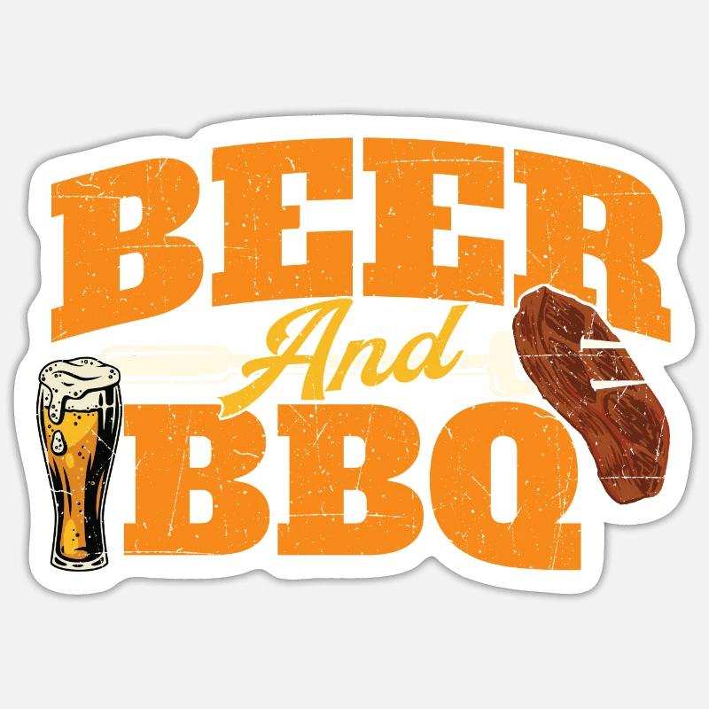 Beer and BBQ - Grilling Pitmaster Barbecue Lover Sticker size S (10 x 10 cm)