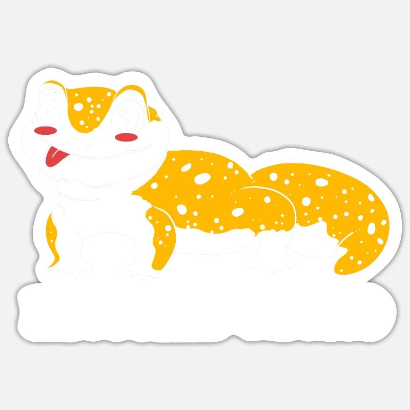 Gecko léopard - Sticker taille S (10 x 10 cm) - blanc mat