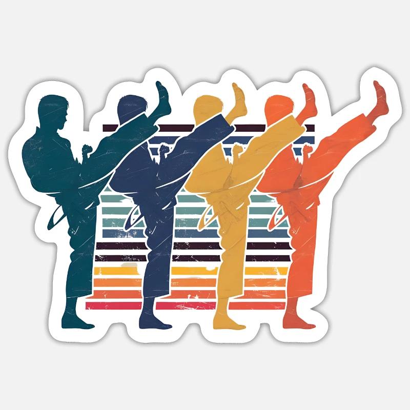 Karate - Retro Fighter Gift - Sticker size S (10 x 10 cm) - white matte