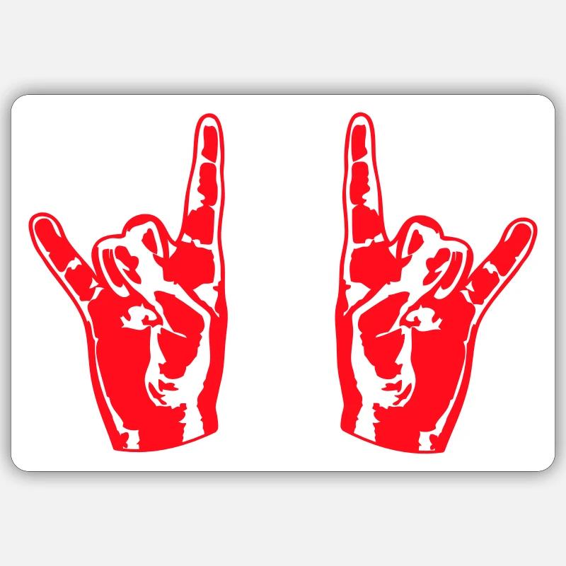 Cool Heavy Metal Hard Rock Cornes Doigt Geste de la main - Sticker taille S (10 x 10 cm) - blanc mat