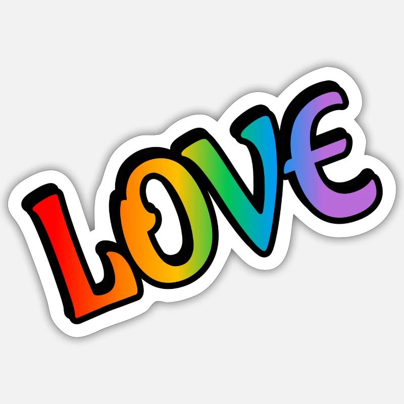 Amour arc-en-ciel rétro - Sticker taille S (10 x 10 cm) - blanc mat