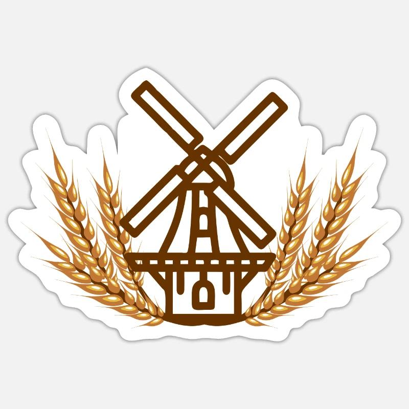 Logo der Miller Getreidemühle - Sticker Größe S (10 x 10 cm) - Mattweiß