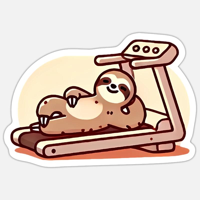 Relaxed Sloth on Treadmill Design Sticker size S (10 x 10 cm)