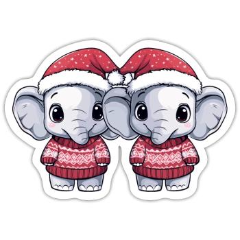 Elefant Weihnachten Team - Sticker Größe S (10 x 10 cm) - Mattweiß - Vorne