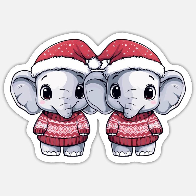 Elefant Weihnachten Team Sticker Größe S (10 x 10 cm)
