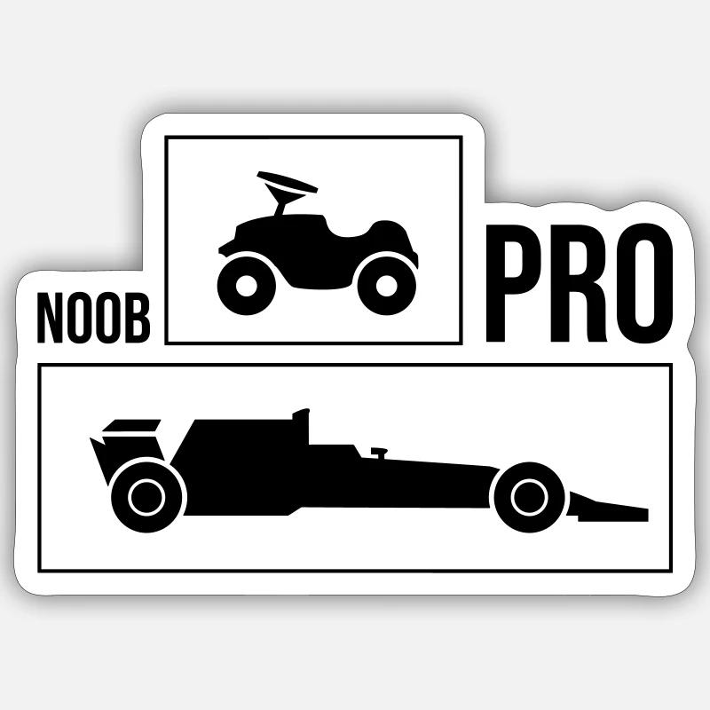 Noob vs Pro Car - Sticker taille S (10 x 10 cm) - blanc mat