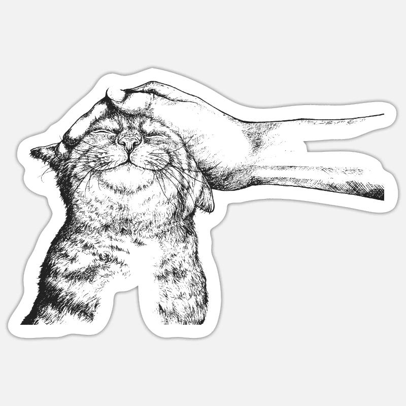 LE CHAT HEUREUX - Sticker taille S (10 x 10 cm) - blanc mat