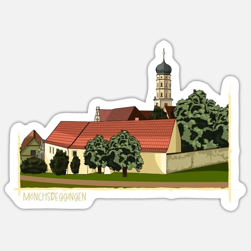 Mönchsdeggingen // Illustration - Sticker Größe S (10 x 10 cm) - Mattweiß