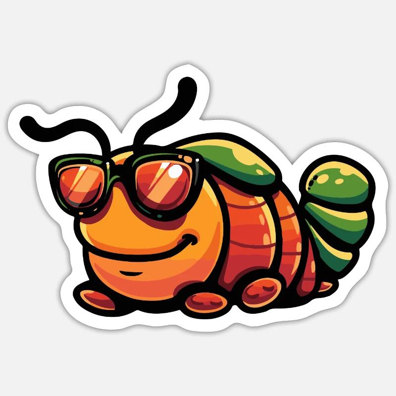 Bande dessinée Worm Cool - Sticker taille S (10 x 10 cm) - blanc mat