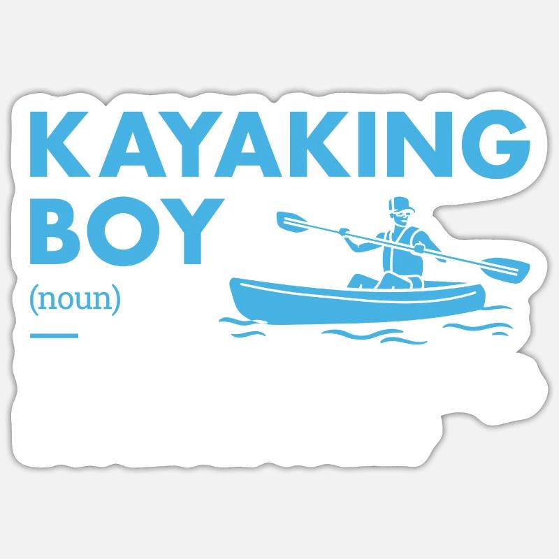 Kayaker Boy Definition Kayaking - Sticker size S (10 x 10 cm) - white matte