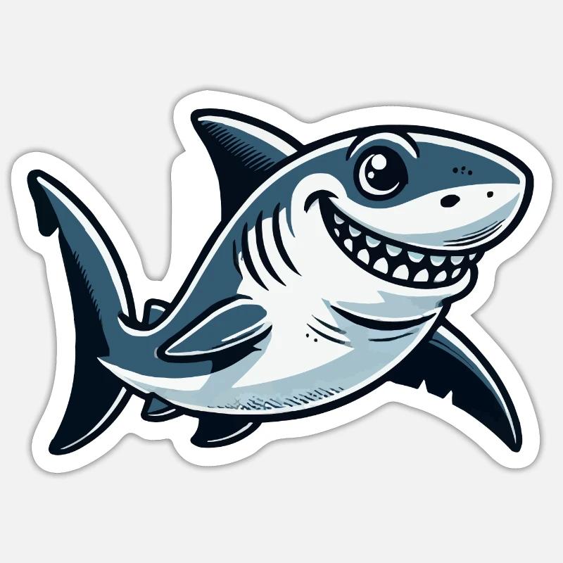 Bande dessinée requin - Sticker taille S (10 x 10 cm) - blanc mat