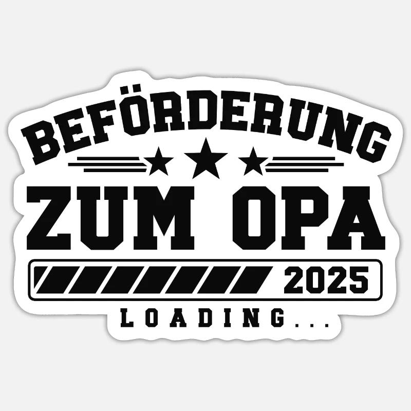 Beförderung zum Opa 2025 loading - Sticker Größe S (10 x 10 cm) - Mattweiß