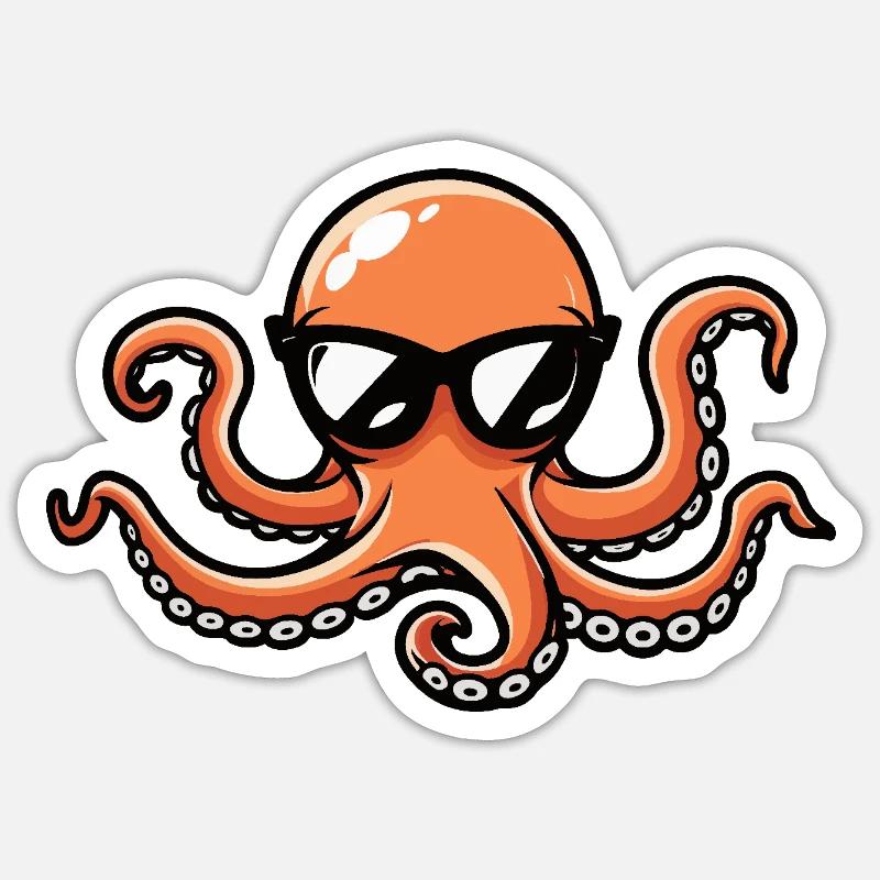 Octopus Cool Comic - Sticker size S (10 x 10 cm) - white matte