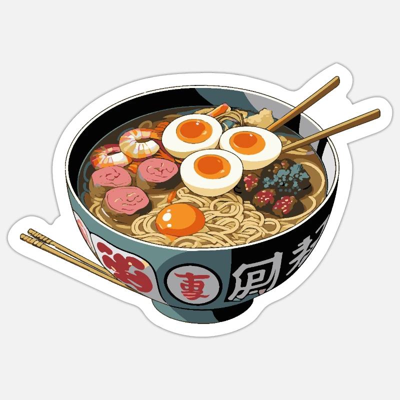 Bol de ramen Impression d’art - Sticker taille S (10 x 10 cm) - blanc mat