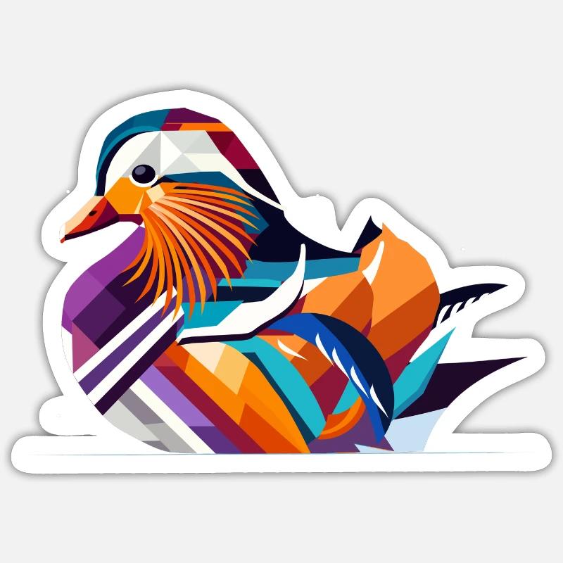 Bunte Mandarinente – Ein Hauch exotischer Eleganz - Sticker Größe S (10 x 10 cm) - Mattweiß