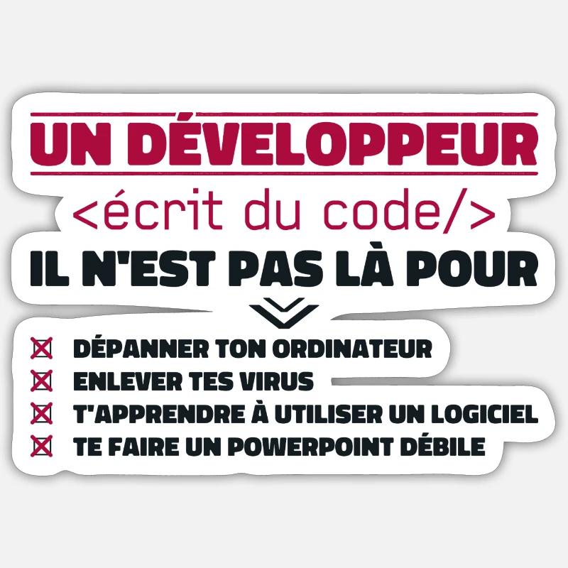 Un Développeur Écrit du Code Cadeau Sticker taille S (10 x 10 cm)
