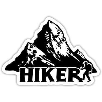 Wanderer - Bergwanderung [Schwarz] - Sticker Größe S (10 x 10 cm) - Mattweiß - Vorne