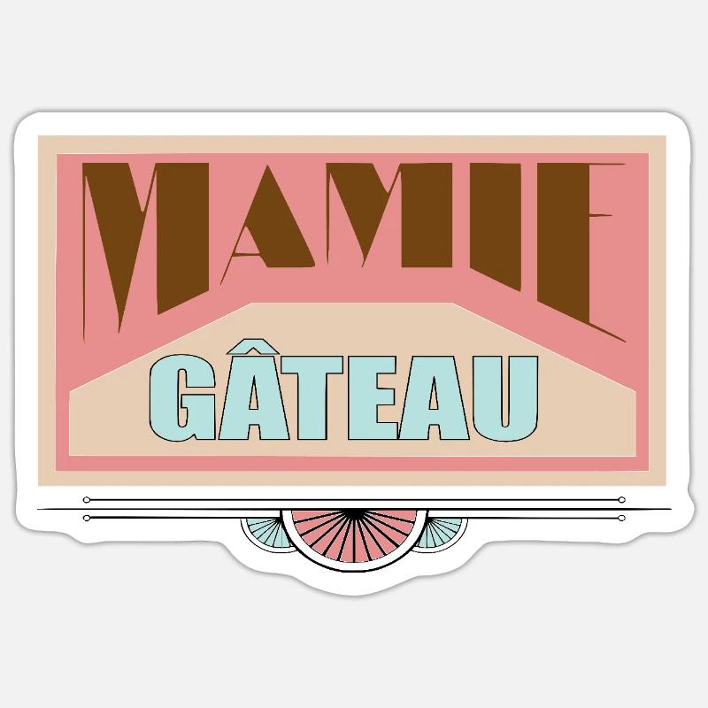 Mamie gâteau - Sticker taille S (10 x 10 cm) - blanc mat