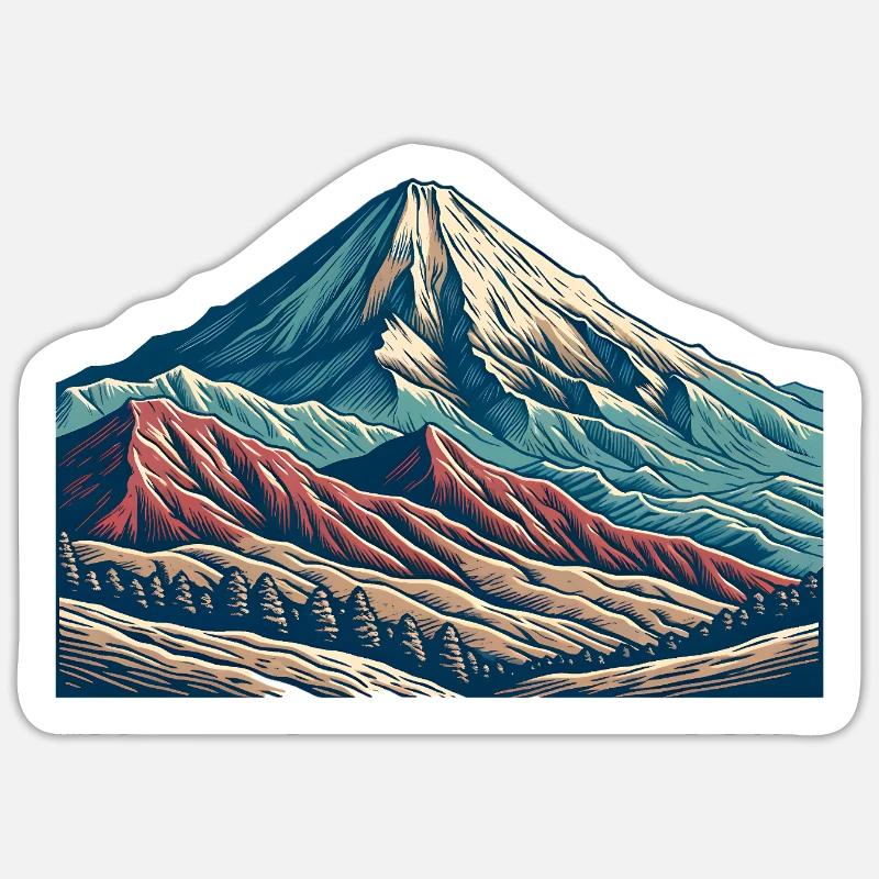 Berge - Sticker Größe S (10 x 10 cm) - Mattweiß
