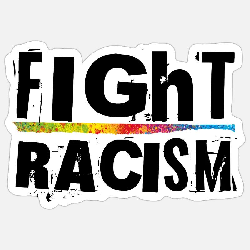 Lutter contre le racisme - Sticker taille S (10 x 10 cm) - blanc mat