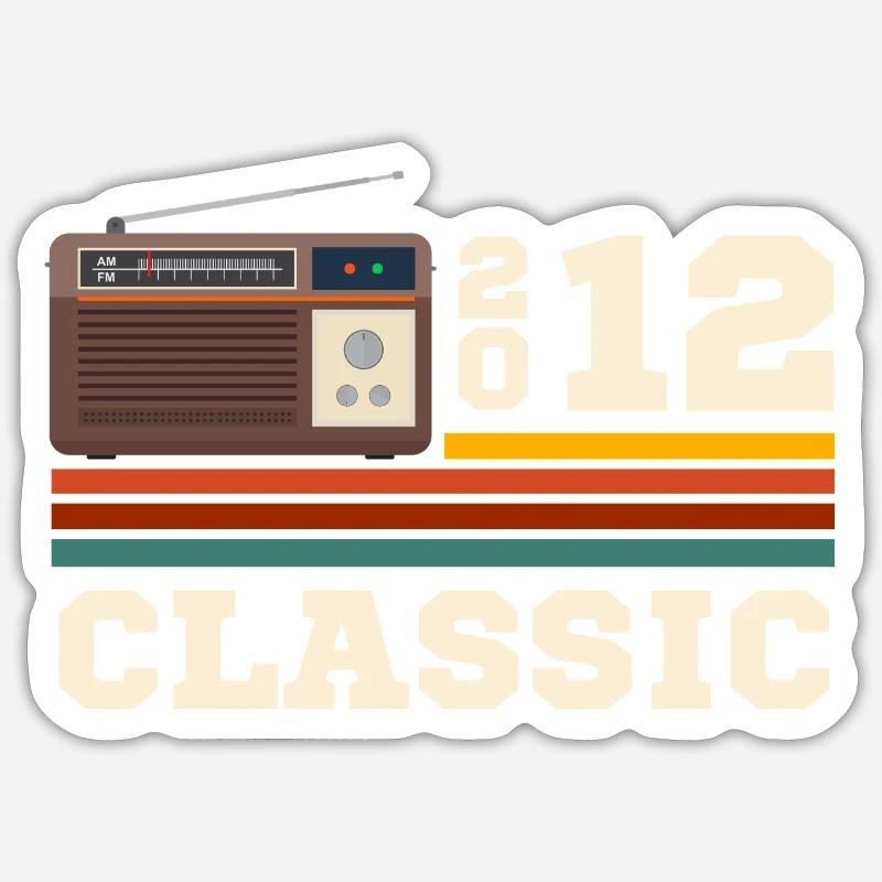 Anniversaire 2012 retro classic - Sticker taille S (10 x 10 cm) - blanc mat