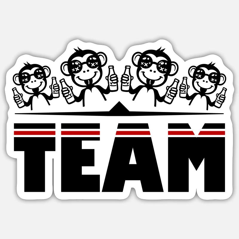 Monkey Beer Team Drinking - Sticker size S (10 x 10 cm) - white matte