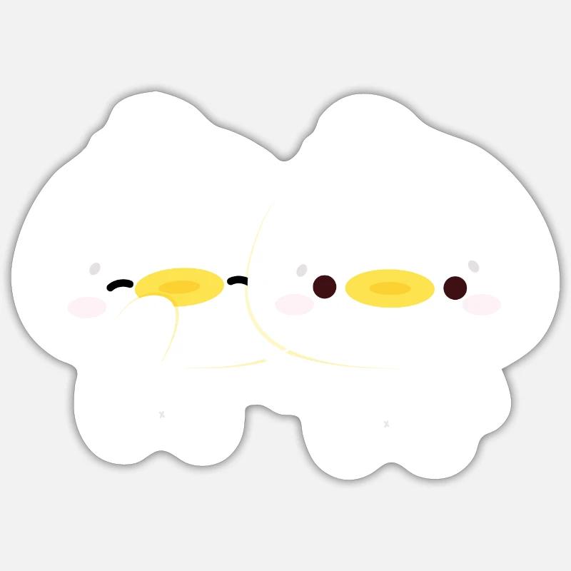 Couple de canards - Sticker taille S (10 x 10 cm) - blanc mat