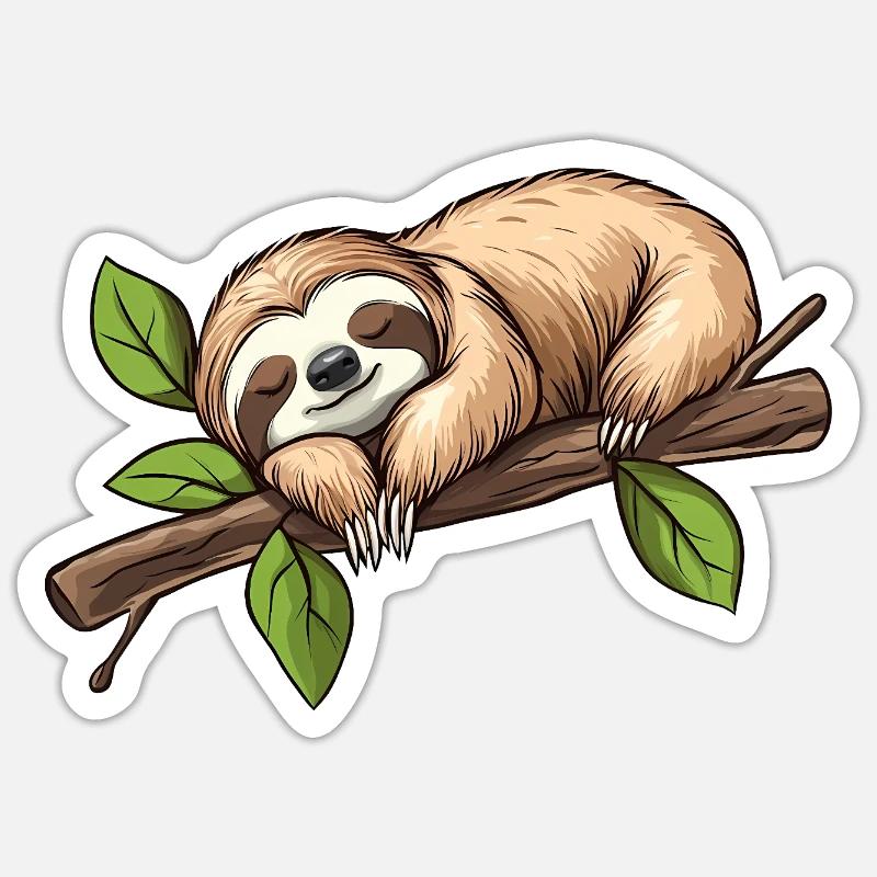 Sloth Sleeping - Sticker size S (10 x 10 cm) - white matte