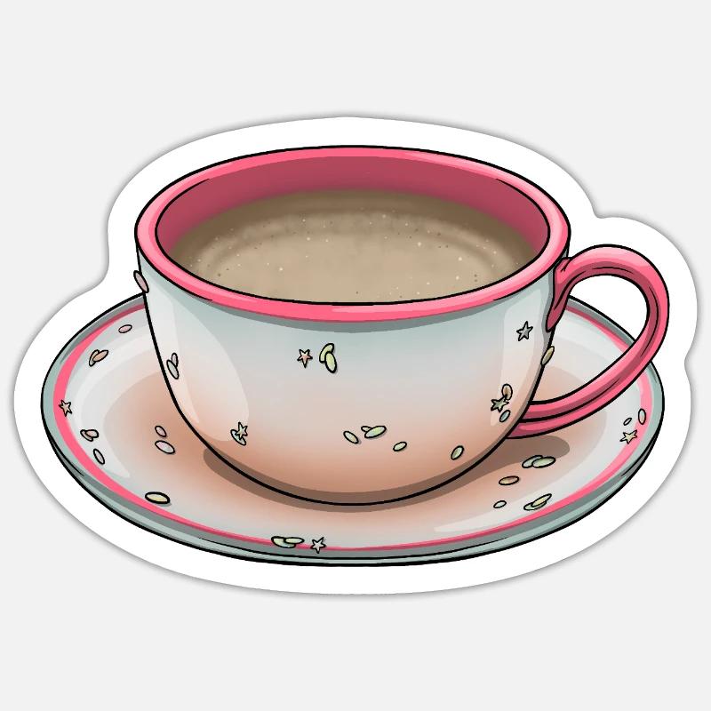 Tasse Kaffee - Sticker Größe S (10 x 10 cm) - Mattweiß