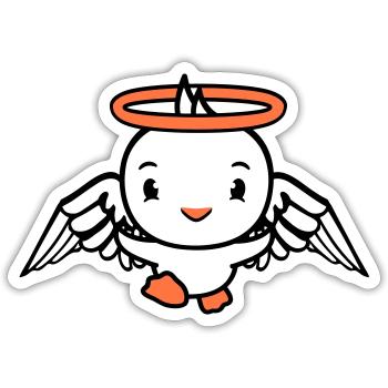 Bird Angel Sky Halo Sacred Duck Cute - Sticker size S (10 x 10 cm) - white matte - Front