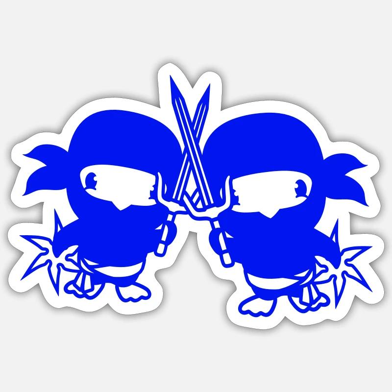 2 Oiseaux Ninja Fighter Assassin Épée Ninja Star Sticker taille S (10 x 10 cm)