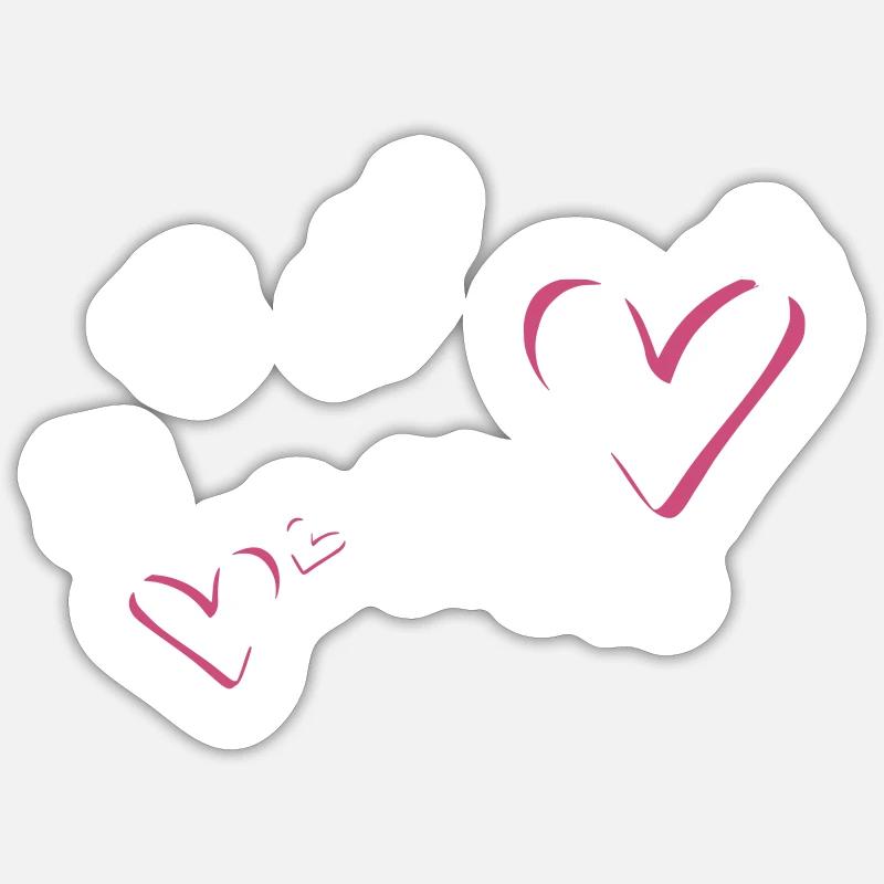 Hearts Glitter Frame - Sticker size S (10 x 10 cm) - white matte