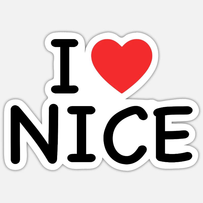 I Love Nice - J'aime Nice - Sticker Größe S (10 x 10 cm) - Mattweiß