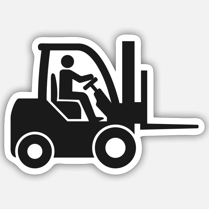 Gabelstapler Lagerarbeiter Staplerfahrer Lagerist - Sticker Größe S (10 x 10 cm) - Mattweiß