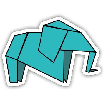 Origami Éléphant - Sticker taille S (10 x 10 cm) - blanc mat - Devant