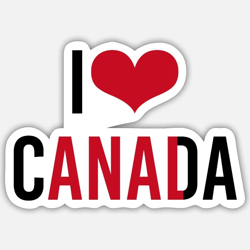 J’aime le Canada - Sticker taille S (10 x 10 cm) - blanc mat