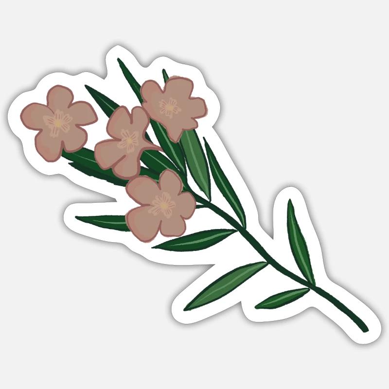 Branche de fleur de laurier-rose Sticker taille S (10 x 10 cm)