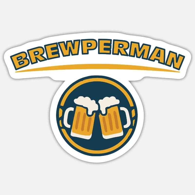 BREWPERMAN - Sticker Größe S (10 x 10 cm) - Mattweiß