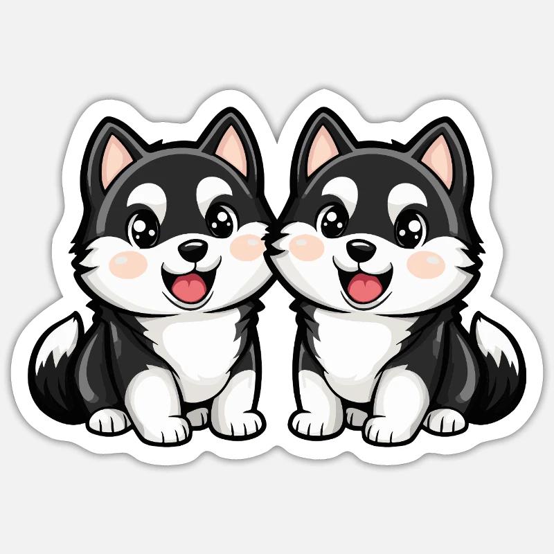 Husky Hund Comic Sticker Größe S (10 x 10 cm)