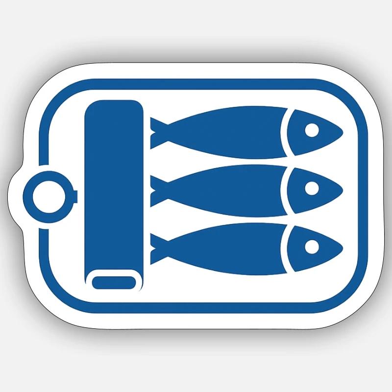 Sardines - Sticker taille S (10 x 10 cm) - blanc mat