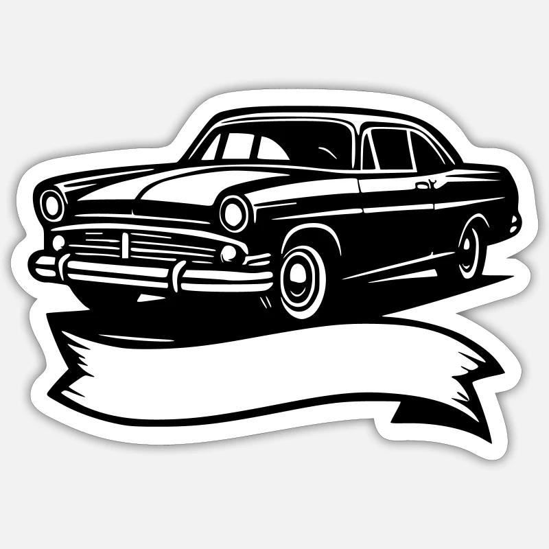 Oldtimer Automobil - Sticker Größe S (10 x 10 cm) - Mattweiß