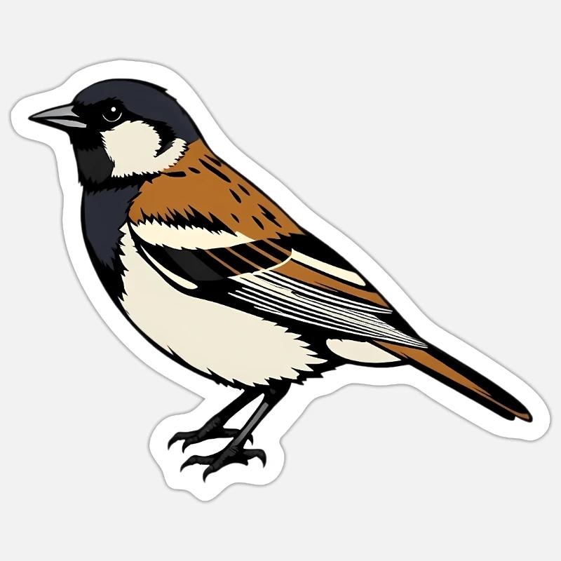 Sperling Vogel - Sticker Größe S (10 x 10 cm) - Mattweiß