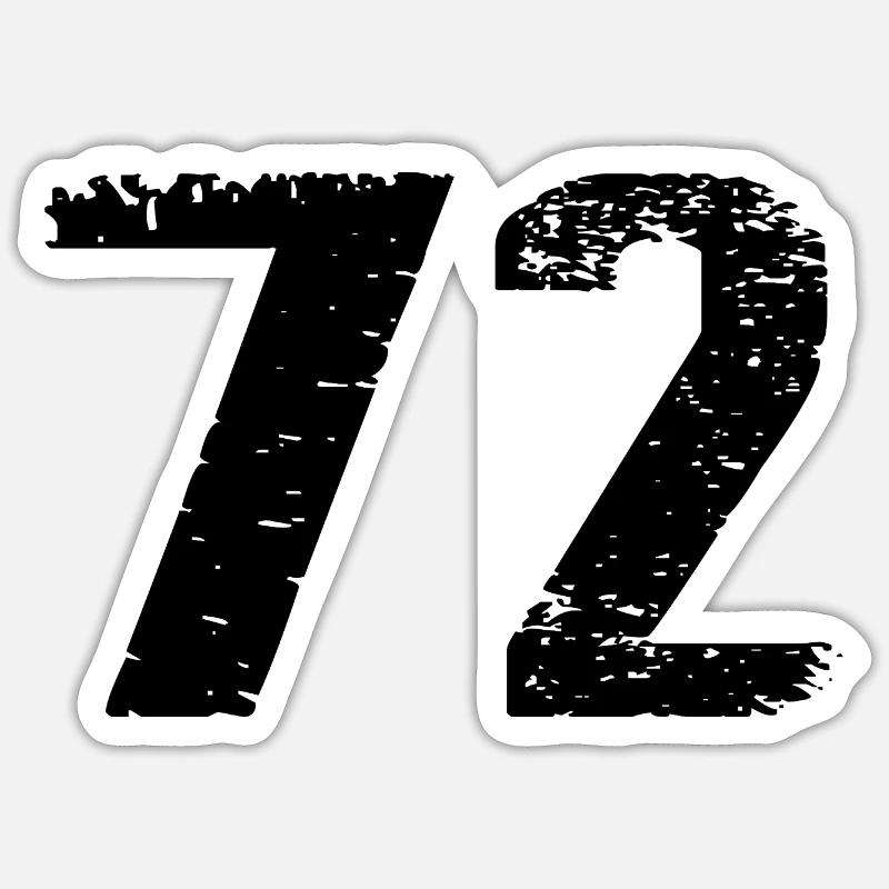 Maillot à numéros 72 - Sticker taille S (10 x 10 cm) - blanc mat