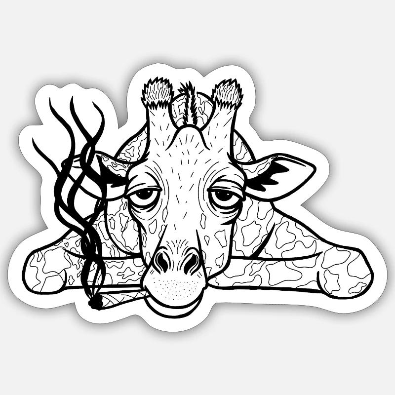 Lazy Giraffe - Sticker Größe S (10 x 10 cm) - Mattweiß