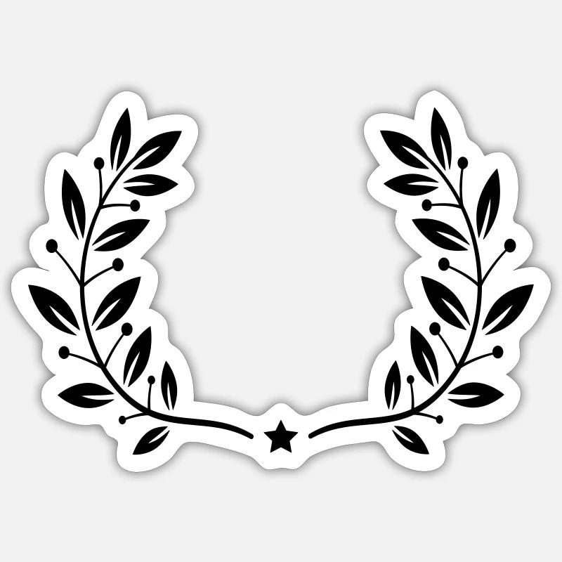 Lorbeerkranz - Sticker Größe S (10 x 10 cm) - Mattweiß