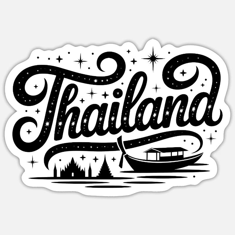 Thaïlande - Conception de souvenirs - Sticker taille S (10 x 10 cm) - blanc mat