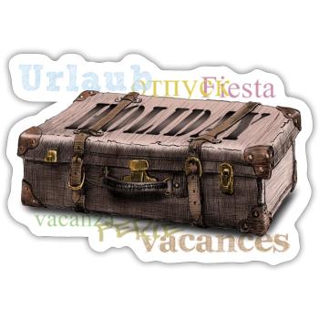 Vintage suitcase with travel vocabulary - Sticker size S (10 x 10 cm) - white matte - Front
