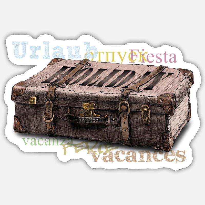 Vintage Koffer mit Reisewortschatz Sticker Größe S (10 x 10 cm)