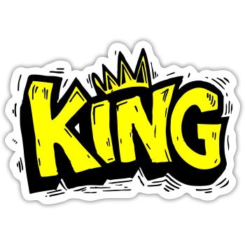 Lettrage King Graffiti - Sticker taille S (10 x 10 cm) - blanc mat - Devant
